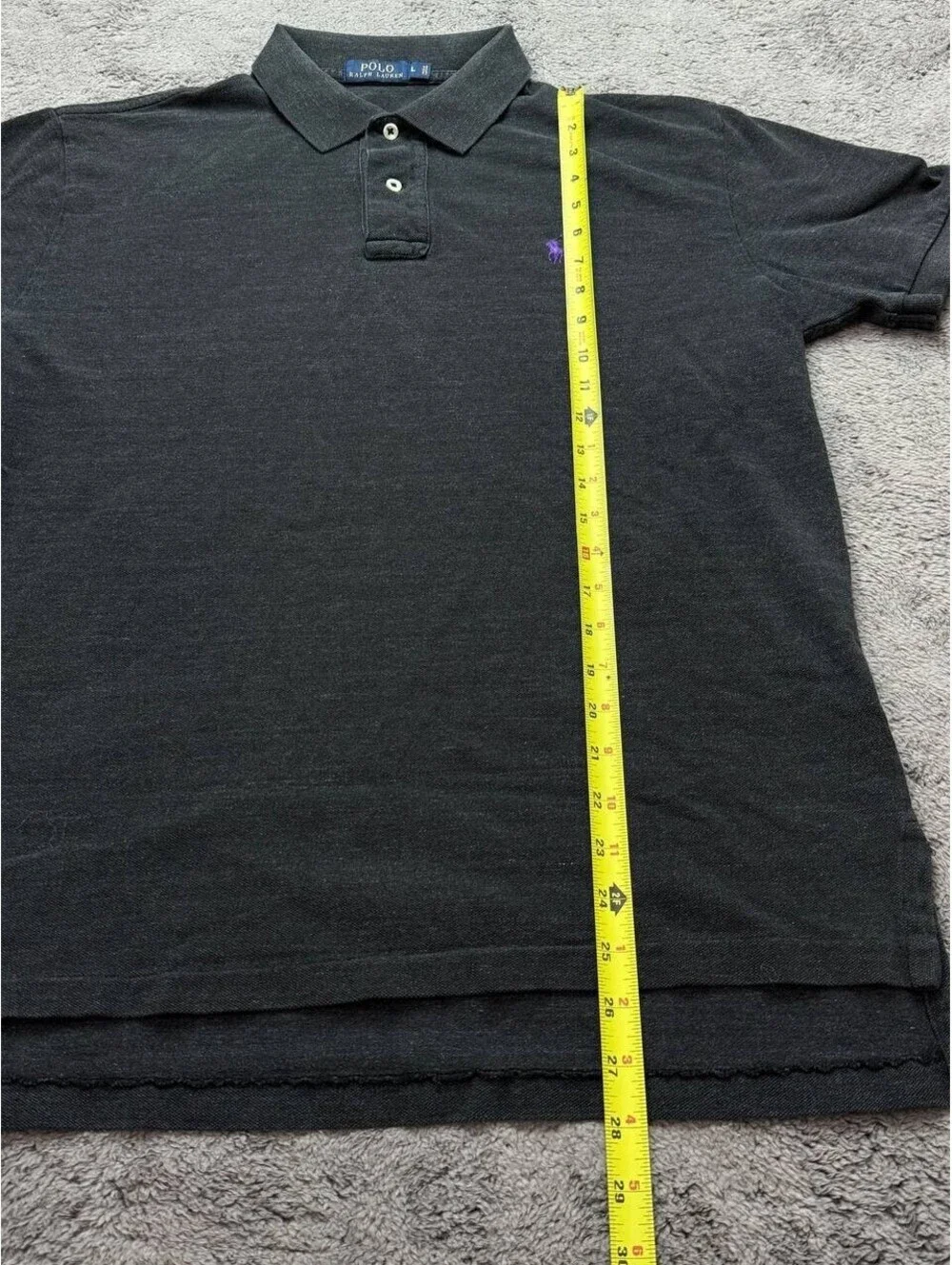 Polo Ralph Lauren Mens Polo Shirt Black Purple Pony Short Sleeve Size L